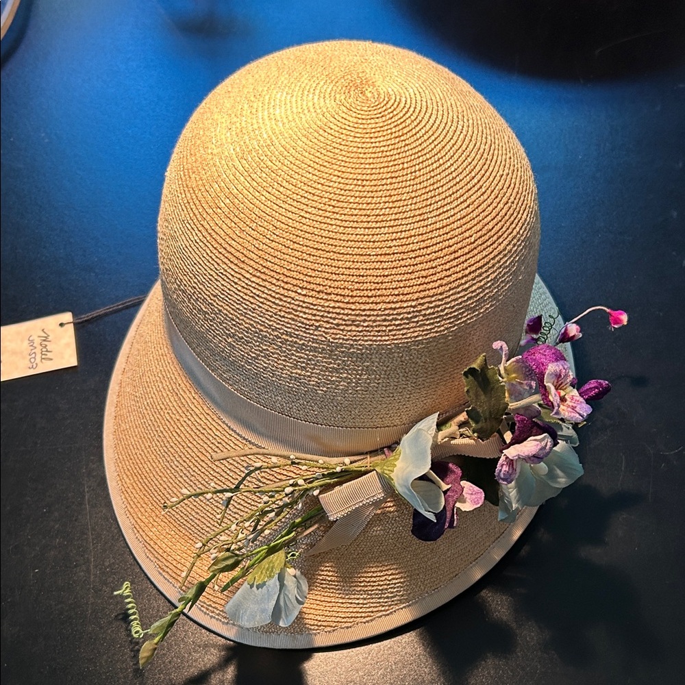 Elegant Jeanne Marie by Kathy Jeanne Tan Floral Women's Straw Hat